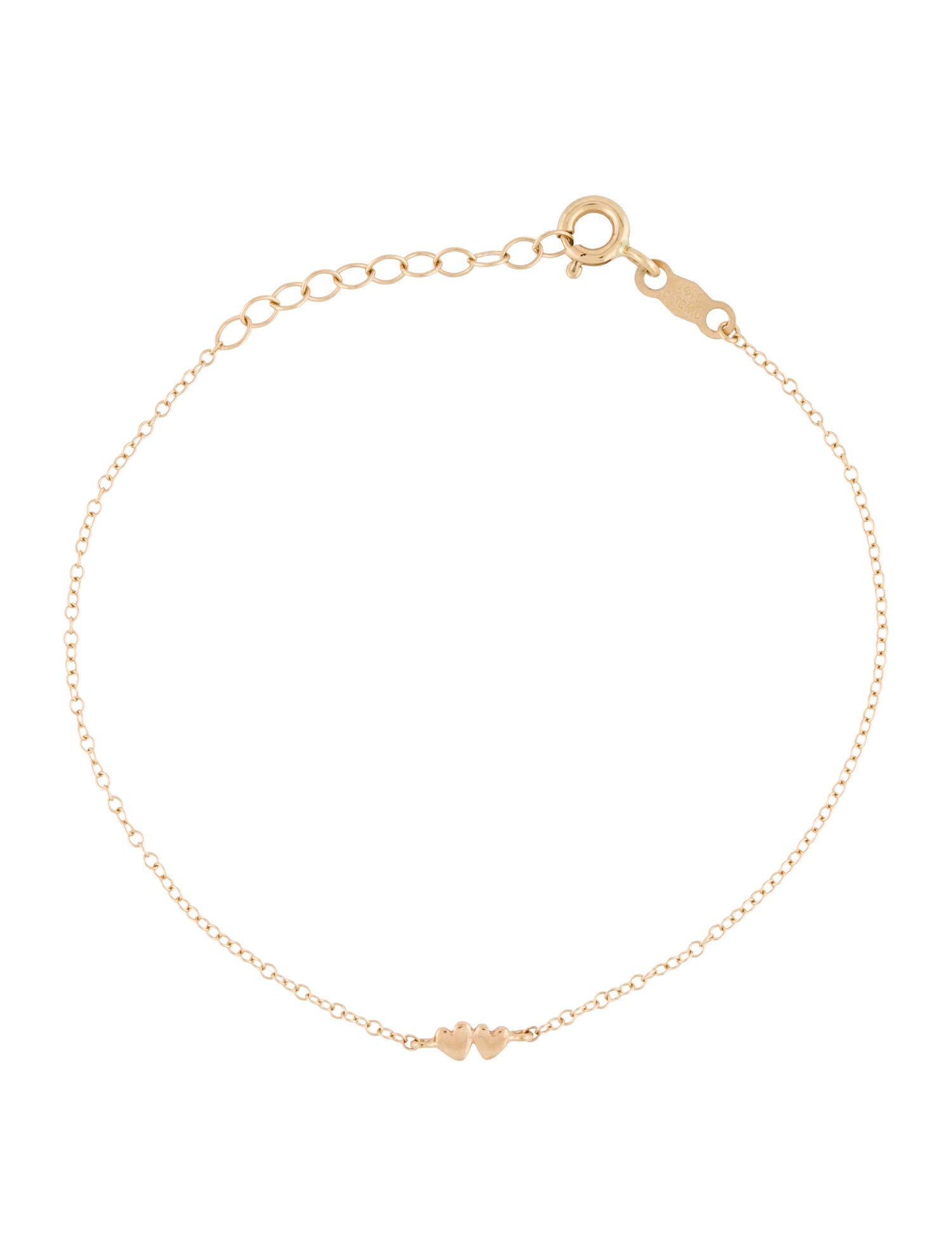 Catbird 14K Twin Hearts Charm Bracelet
