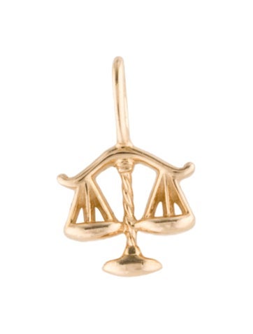 Pre-owned Catbird 14k Tiniest Libra Zodiac Charm In Multi