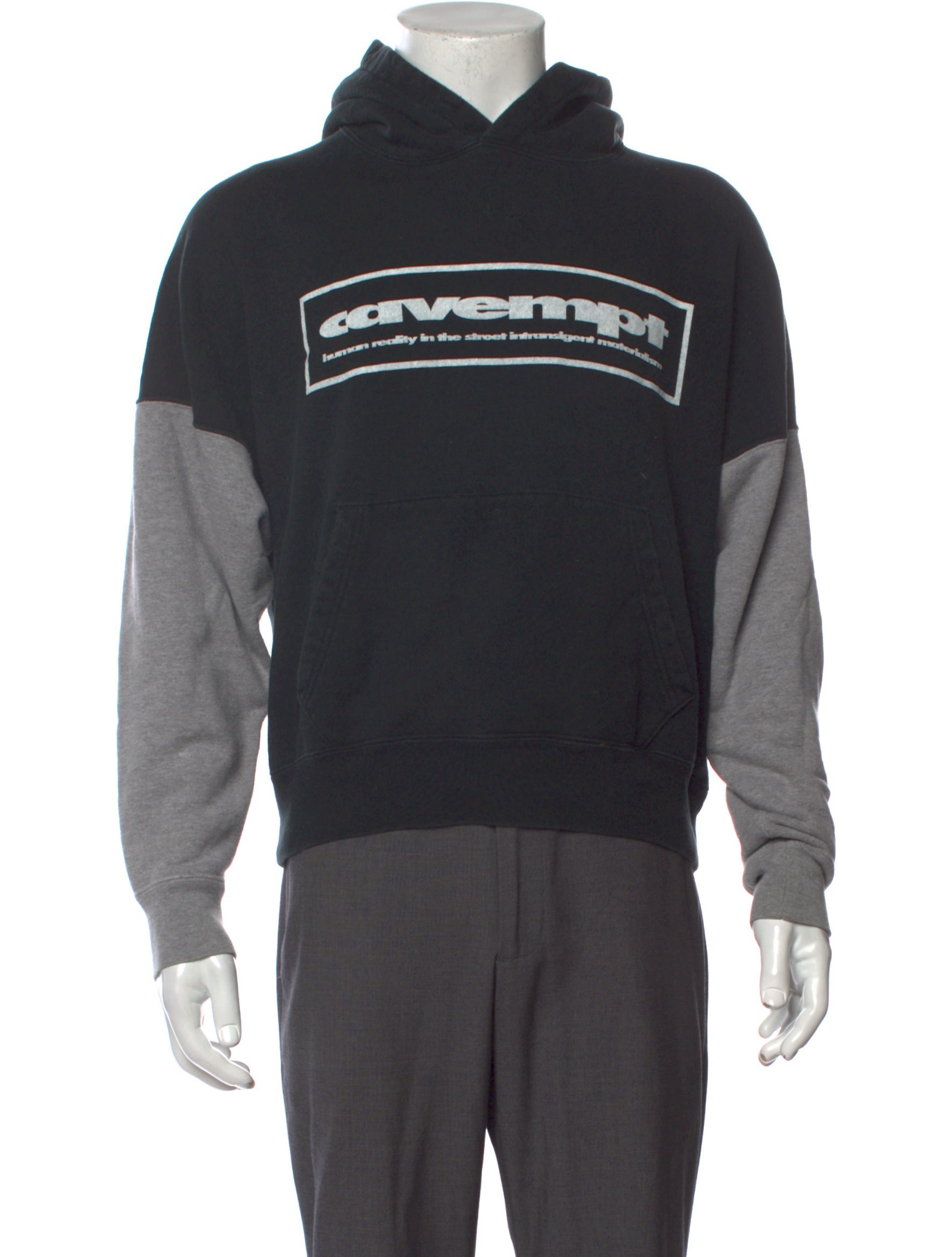 Cav Empt Colorblock Pattern Mock Neck Hoodie Black Sweatshirts