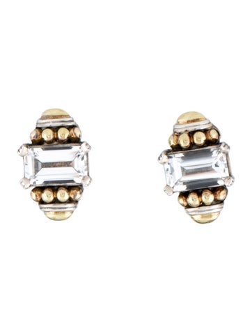 Caviar Earclip Topaz Earrings