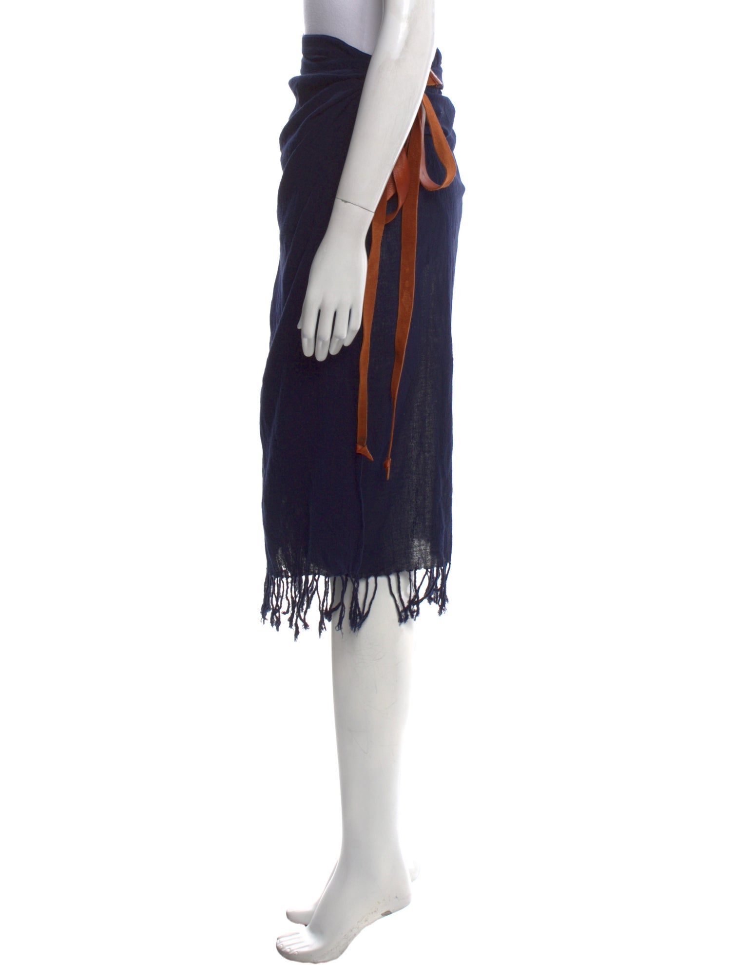 Caravana Leather Trim Embellishment Midi Length Skirt