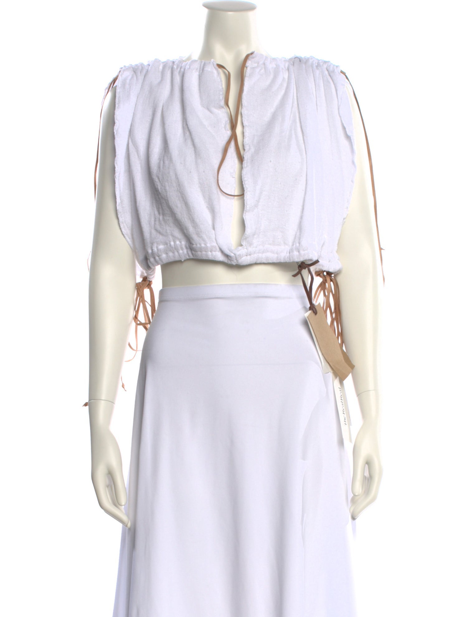 Caravana Tie Neck Short Sleeve Crop Top