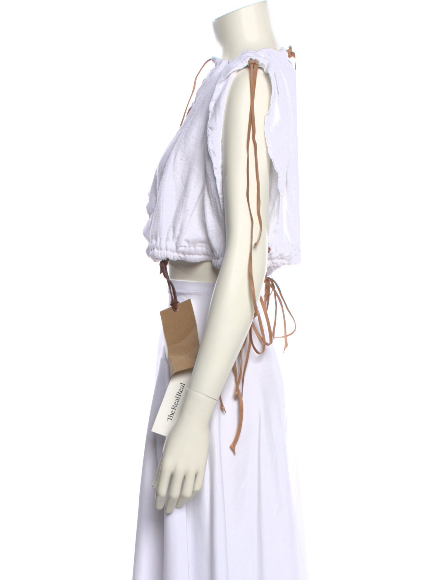 Caravana Tie Neck Short Sleeve Crop Top