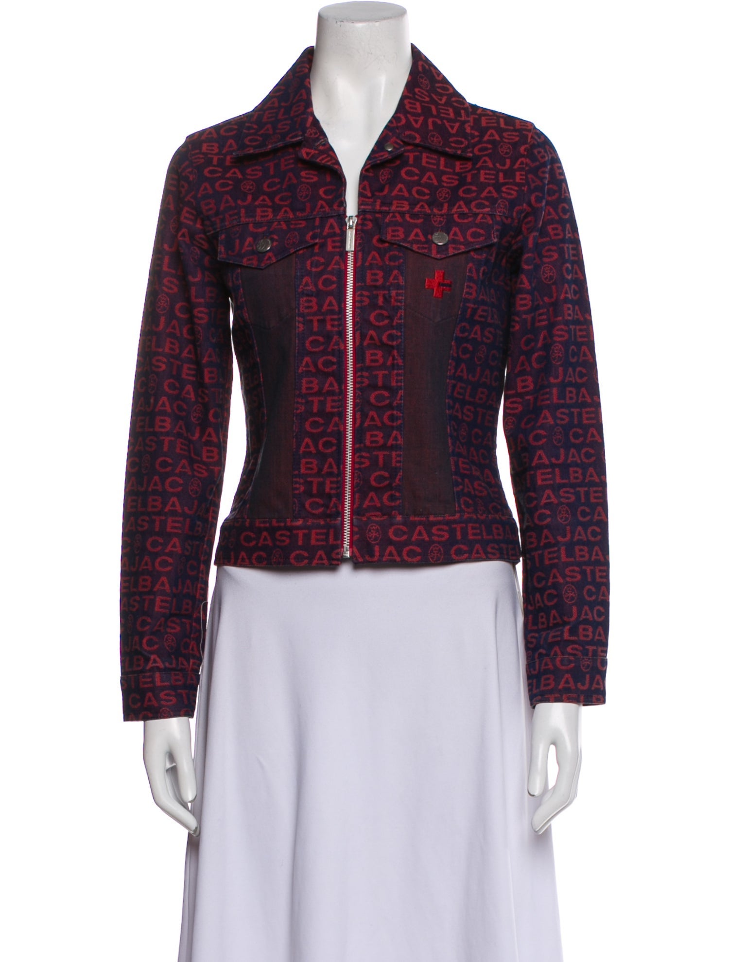 Castelbajac Tweed Pattern Denim Jacket