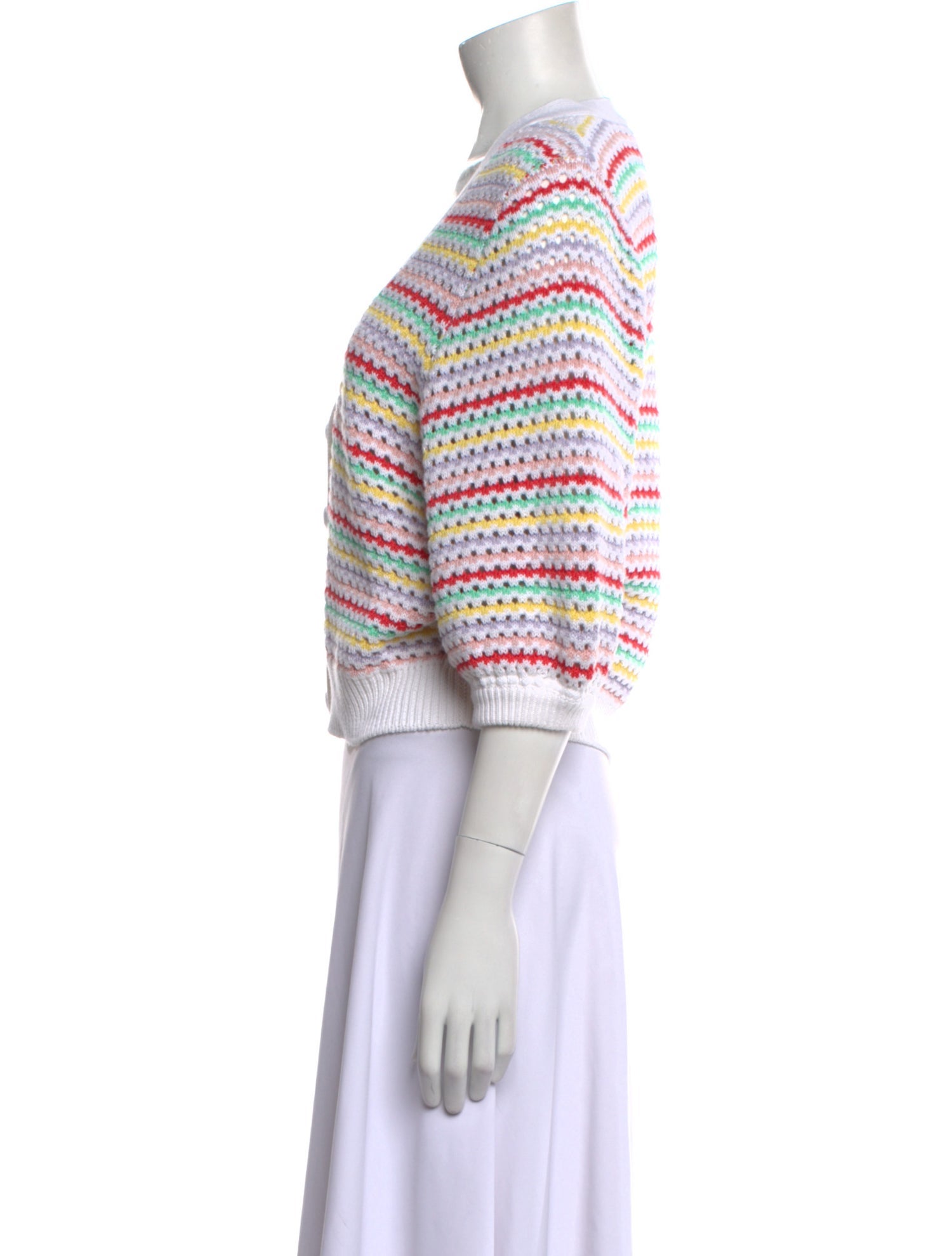 Cotton By Autumn Cashmere Striped V-Neck Sweater
