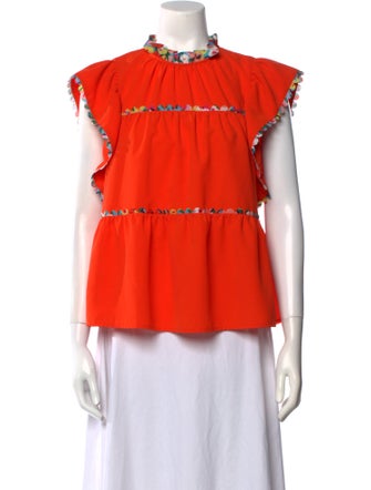 Crosby by Mollie Burch Mock Neck Short Sleeve Blouse