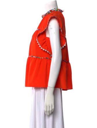 Crosby by Mollie Burch Mock Neck Short Sleeve Blouse