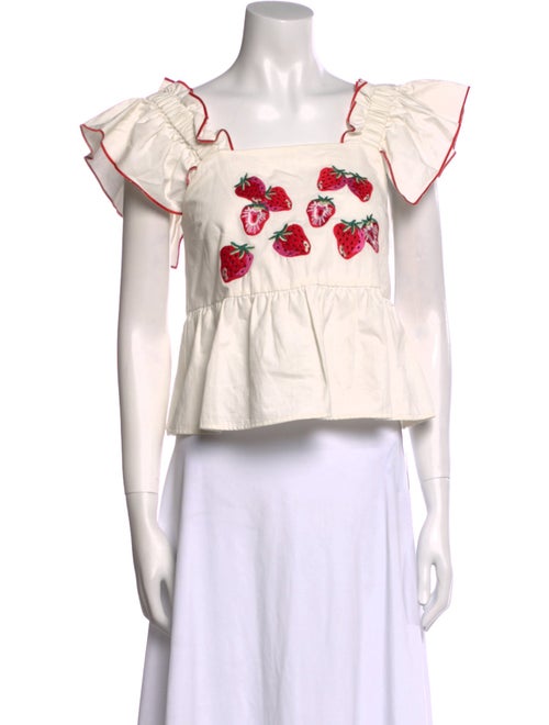 Crosby by Mollie Burch Graphic Print Square Neckline Crop Top