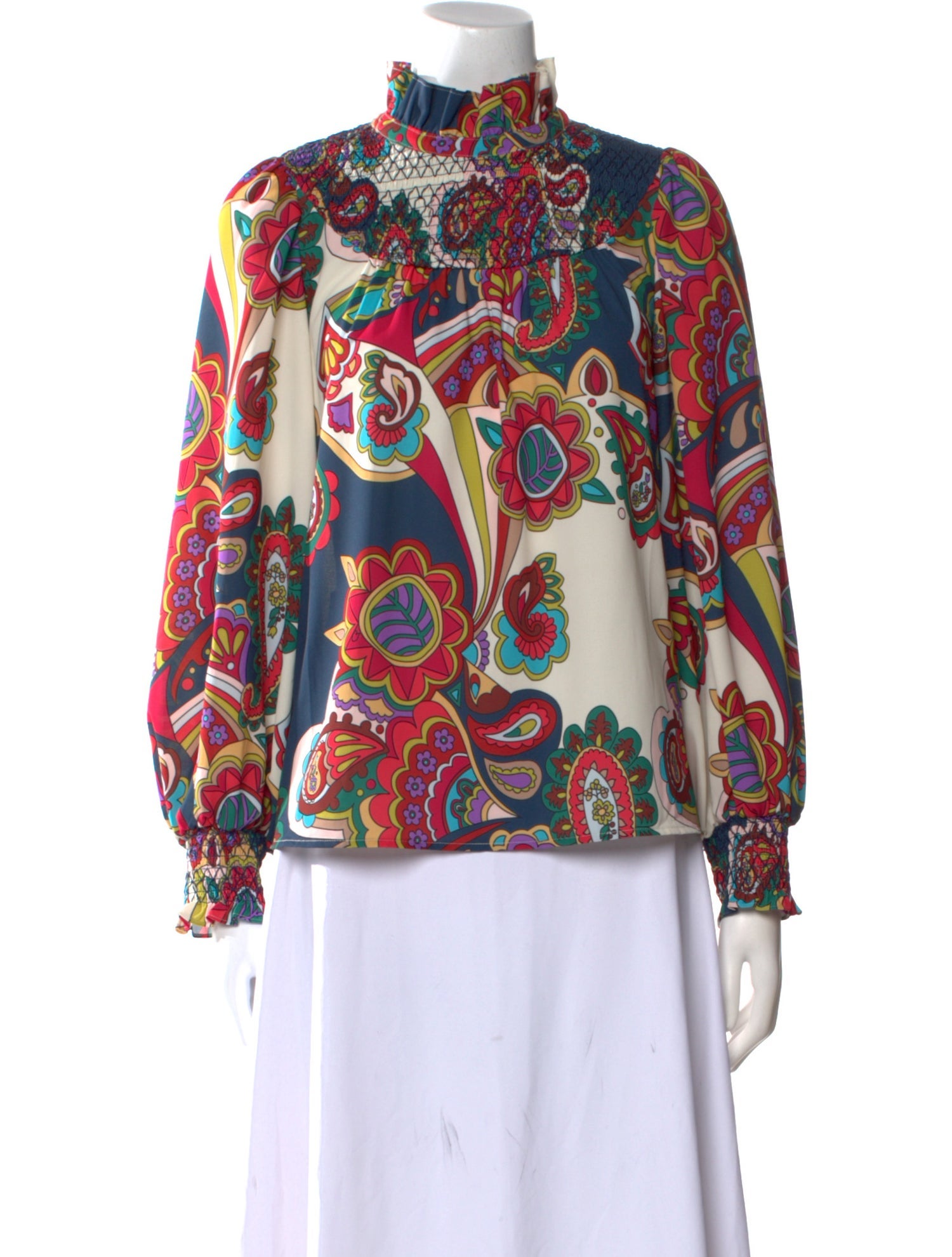 Crosby by Mollie Burch Printed Mock Neck Blouse