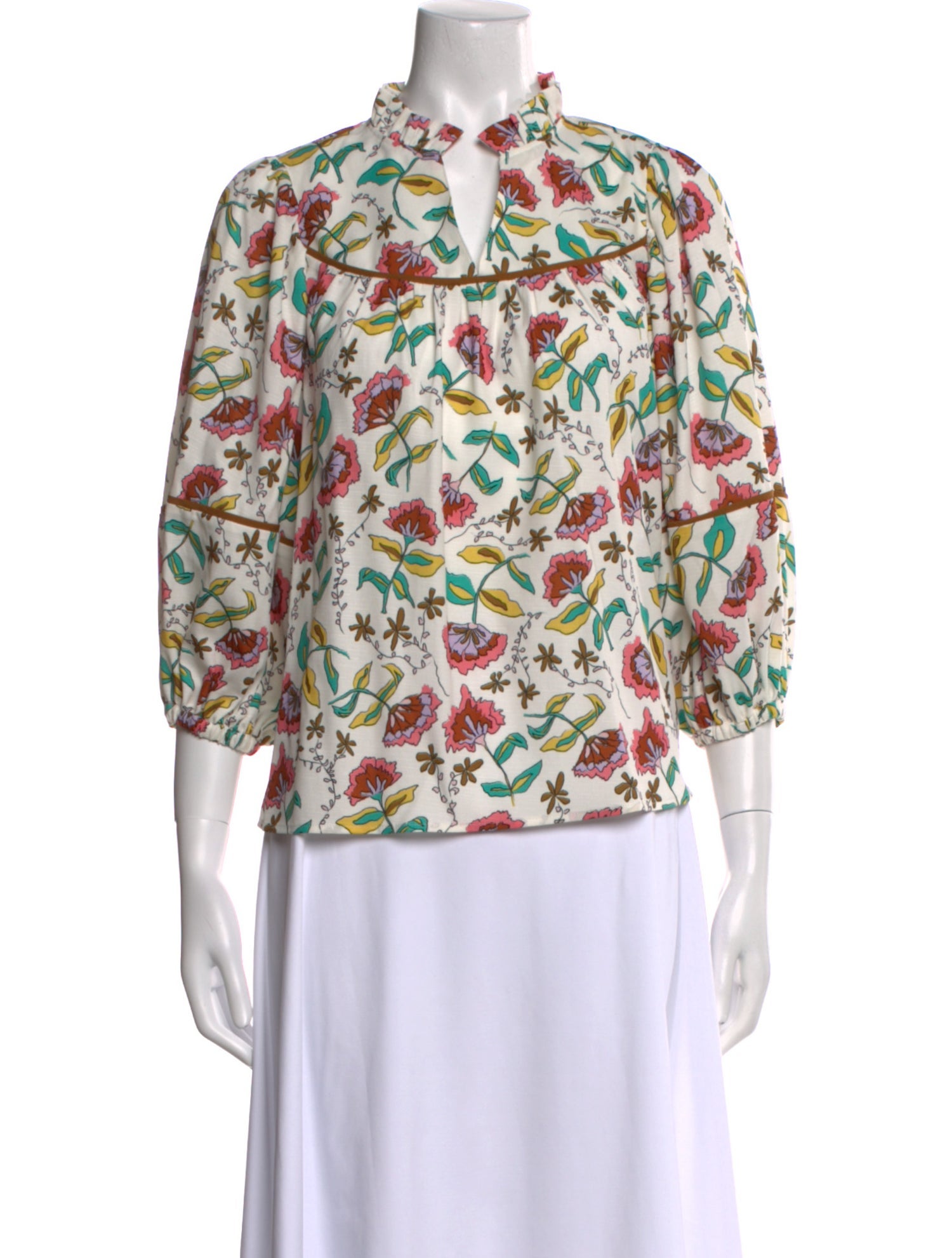 Crosby by Mollie Burch Floral Print Mock Neck Blouse