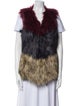 Cusp by Neiman Marcus Faux Fur Colorblock Pattern Vest