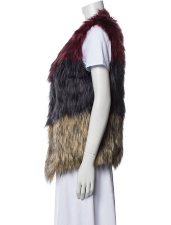 Cusp by Neiman Marcus Faux Fur Colorblock Pattern Vest