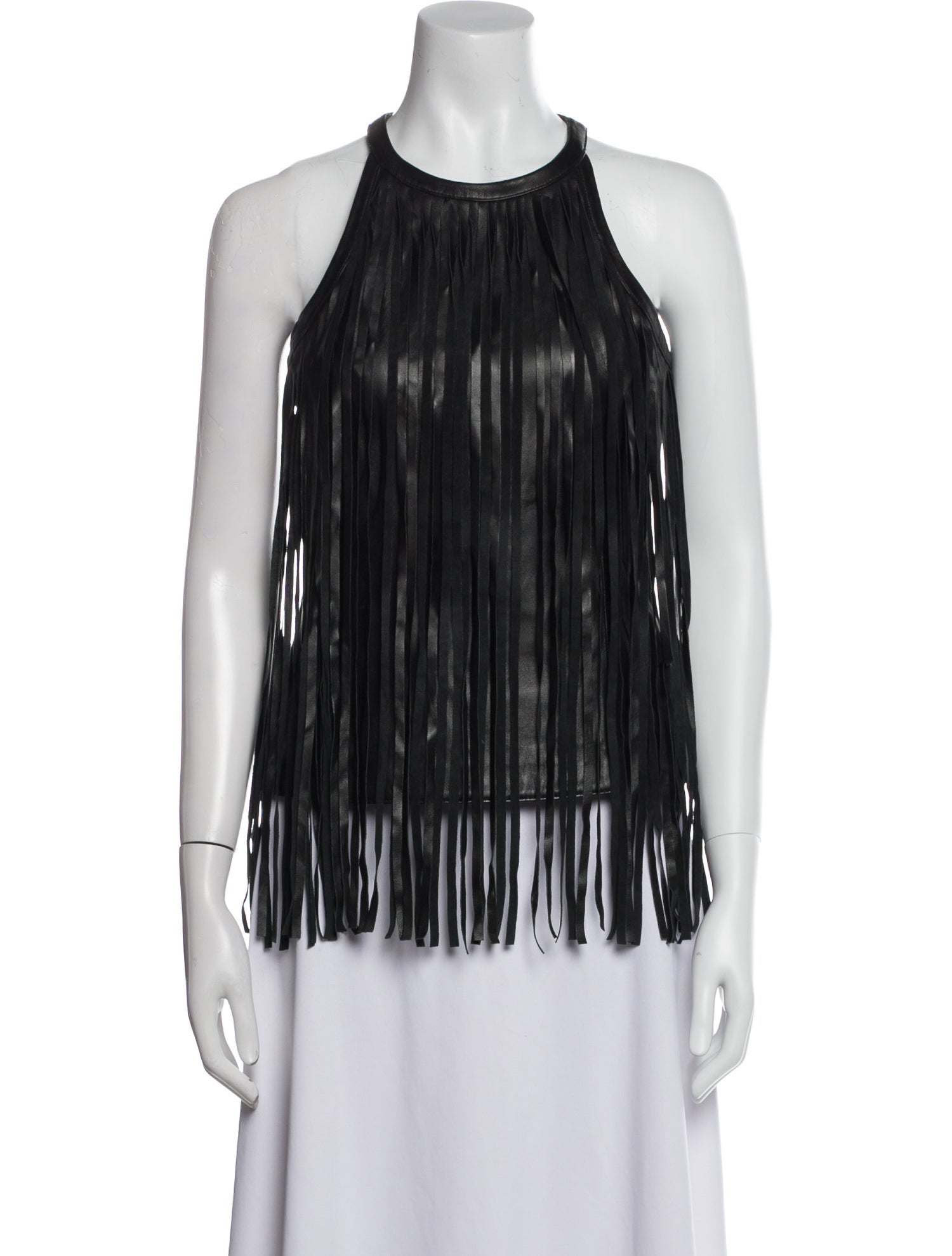 Cusp by Neiman Marcus Leather Halterneck Blouse