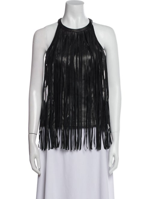 Cusp by Neiman Marcus Leather Halterneck Blouse