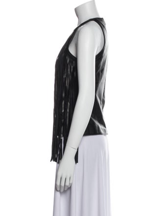 Cusp by Neiman Marcus Leather Halterneck Blouse