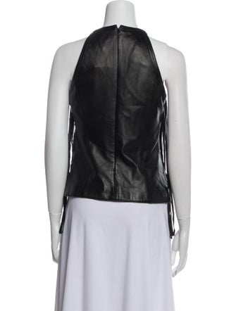 Cusp by Neiman Marcus Leather Halterneck Blouse