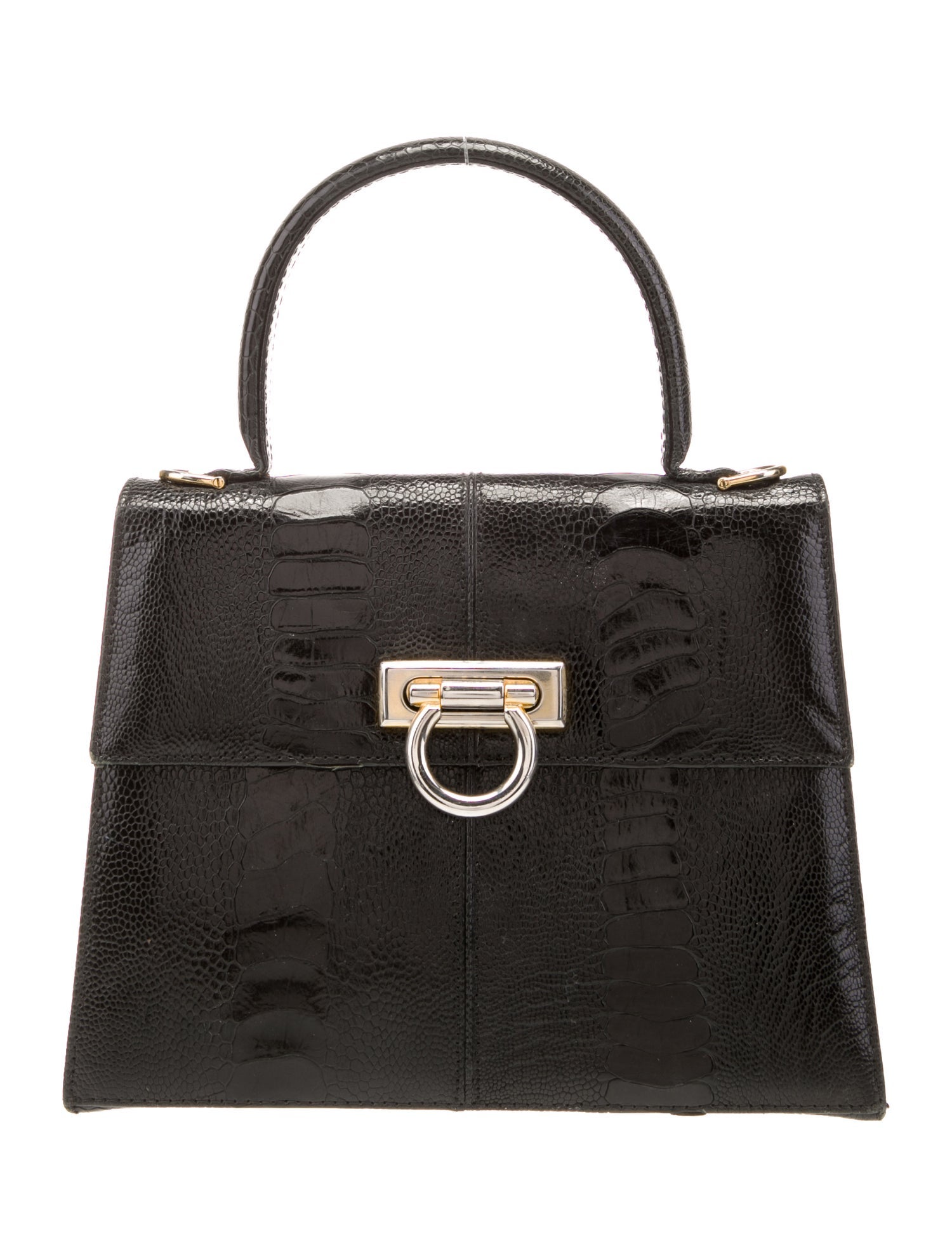 Cape Cobra Embossed Leather Top Handle Bag