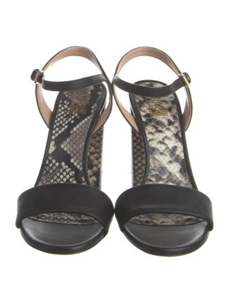 Cavalli Class Leather Animal Print Sandals