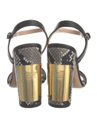 Cavalli Class Leather Animal Print Sandals