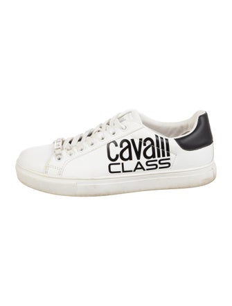Cavalli Class Leather Graphic Print Sneakers