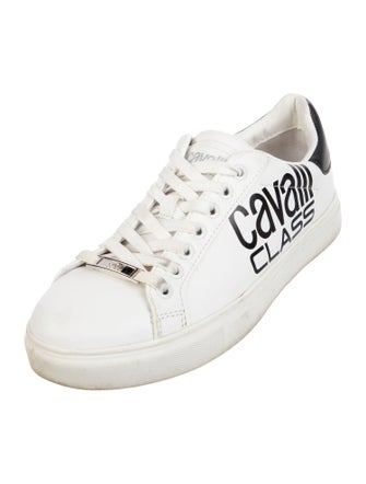 Cavalli Class Leather Graphic Print Sneakers