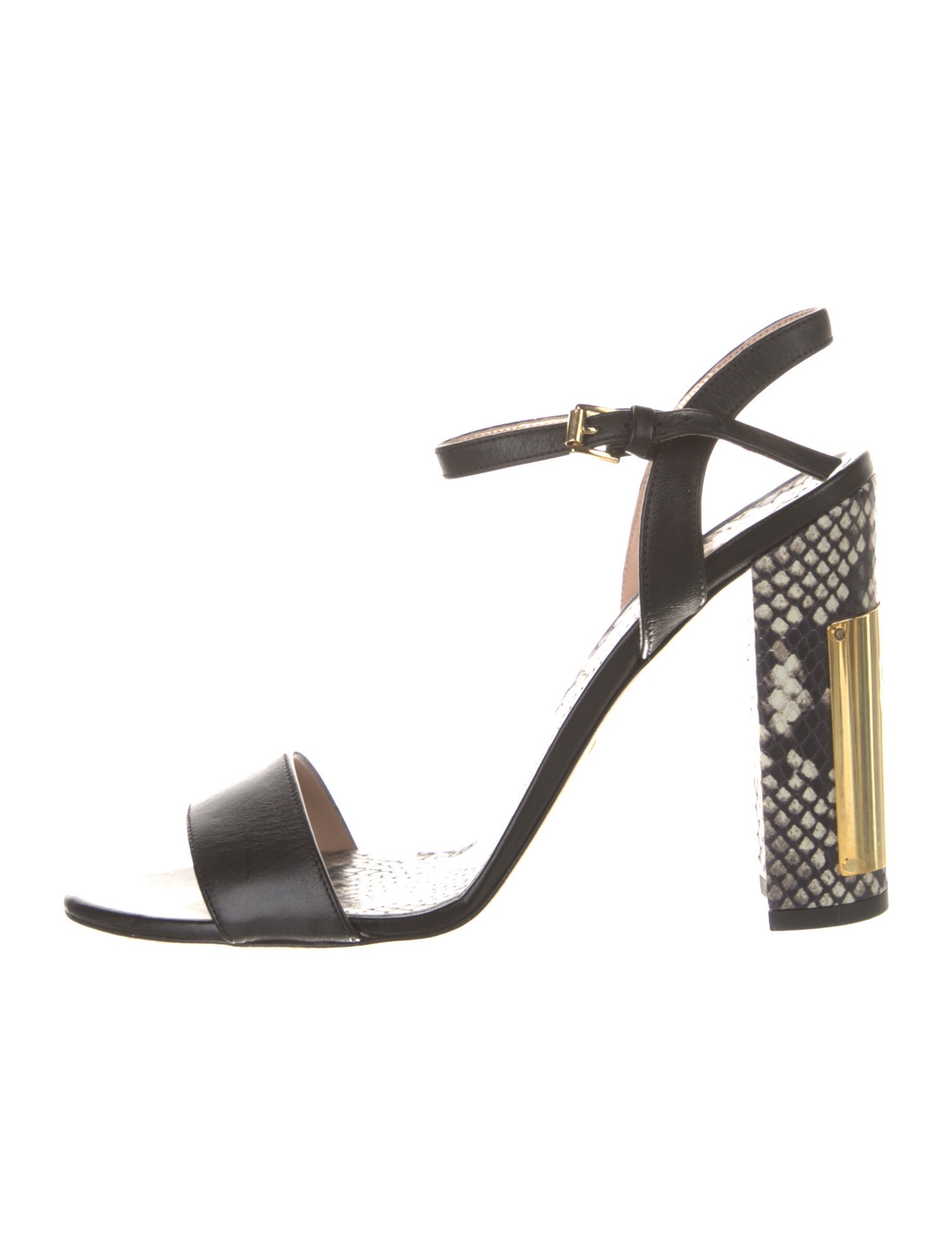 Cavalli Class Leather Animal Print Slingback Sandals