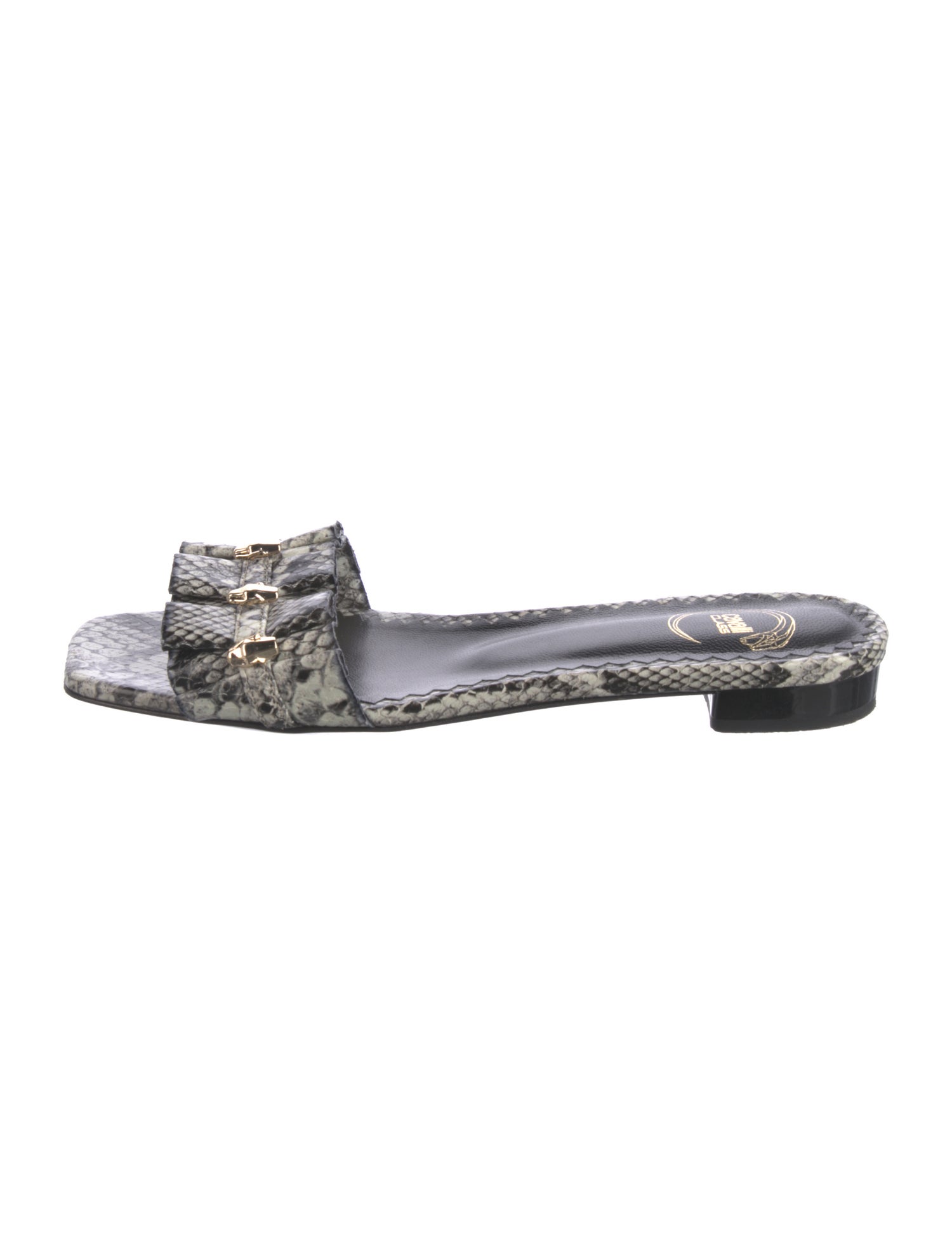 Cavalli Class Leather Animal Print Slides