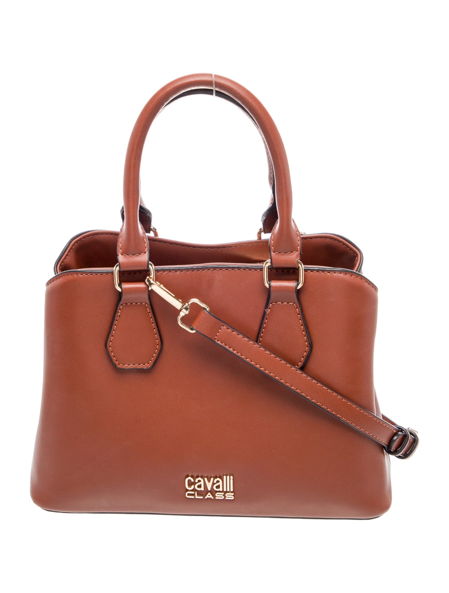 Cavalli Class Leather Top Handle Bag