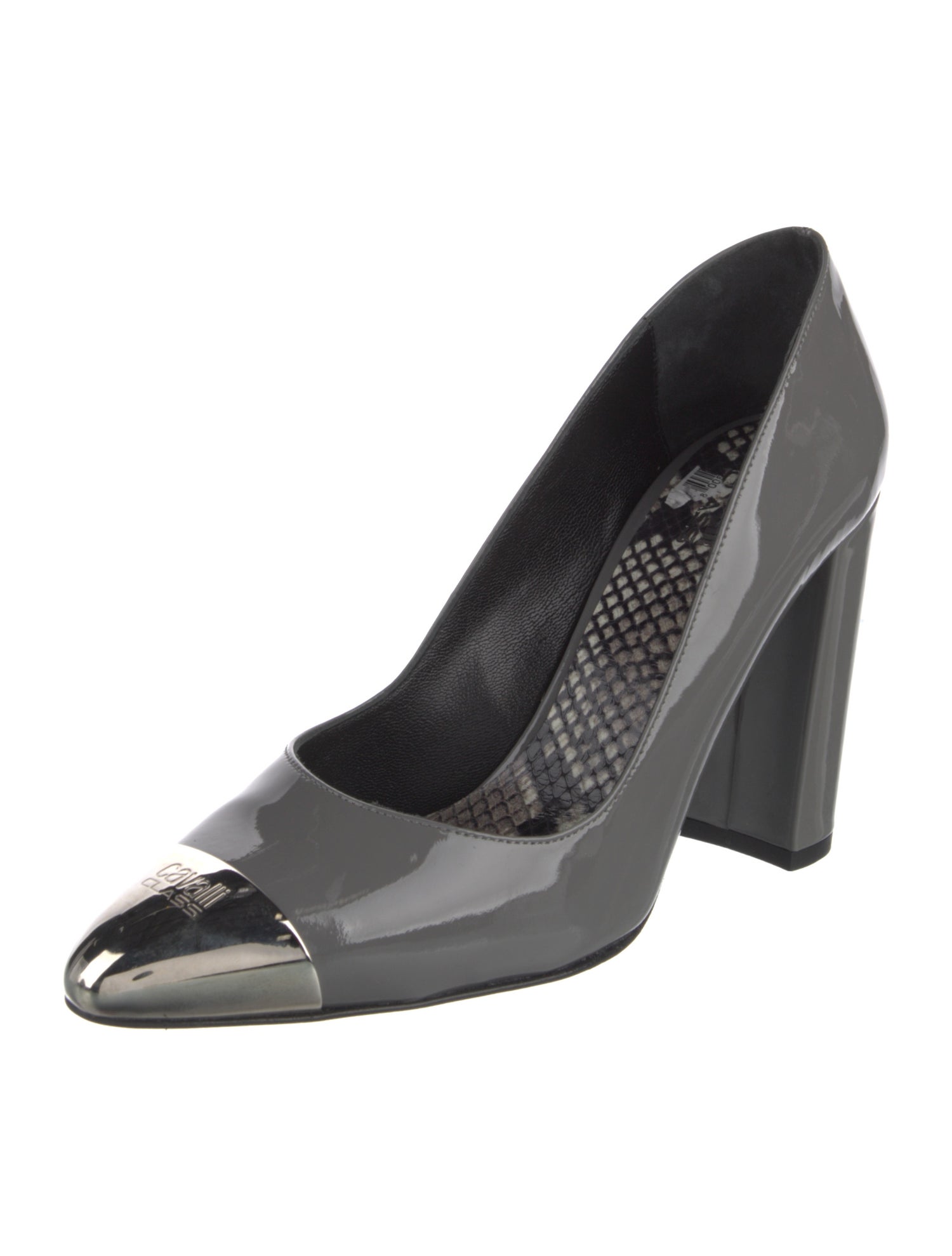 Cavalli Class Patent Leather Colorblock Pattern Pumps