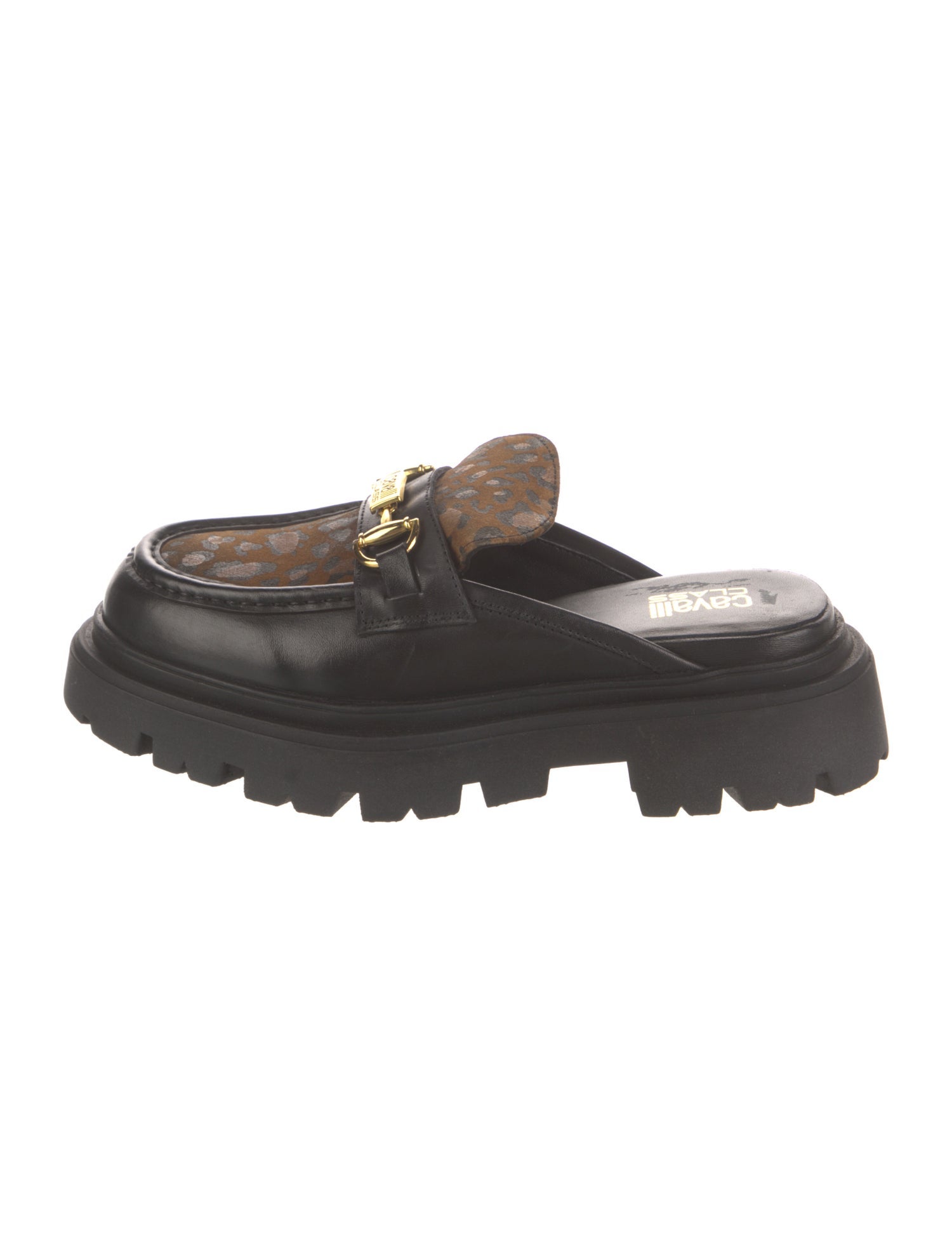 Cavalli Class Leather Animal Print Mules