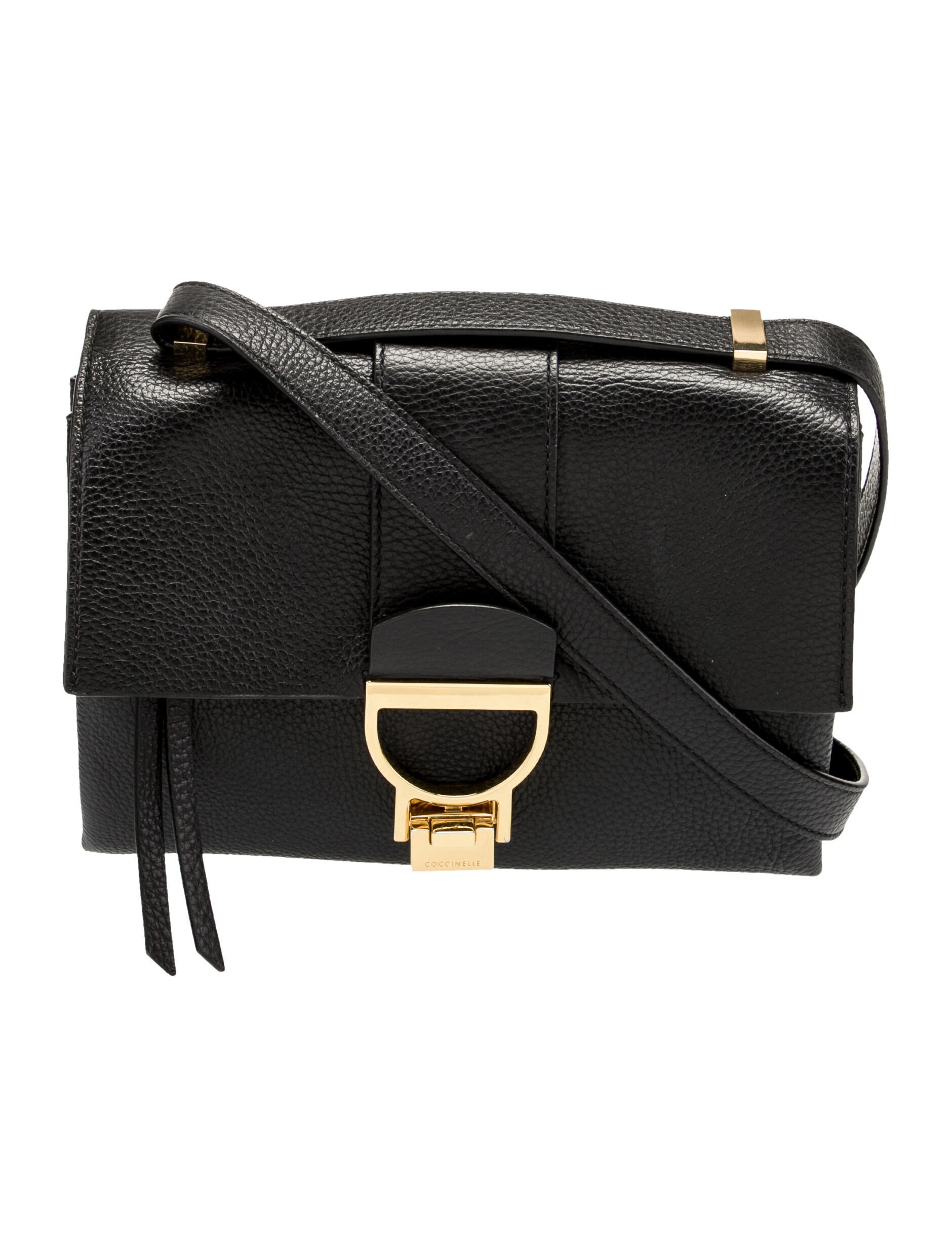 Coccinelle Grained Leather Crossbody Bag Black Crossbody Bags