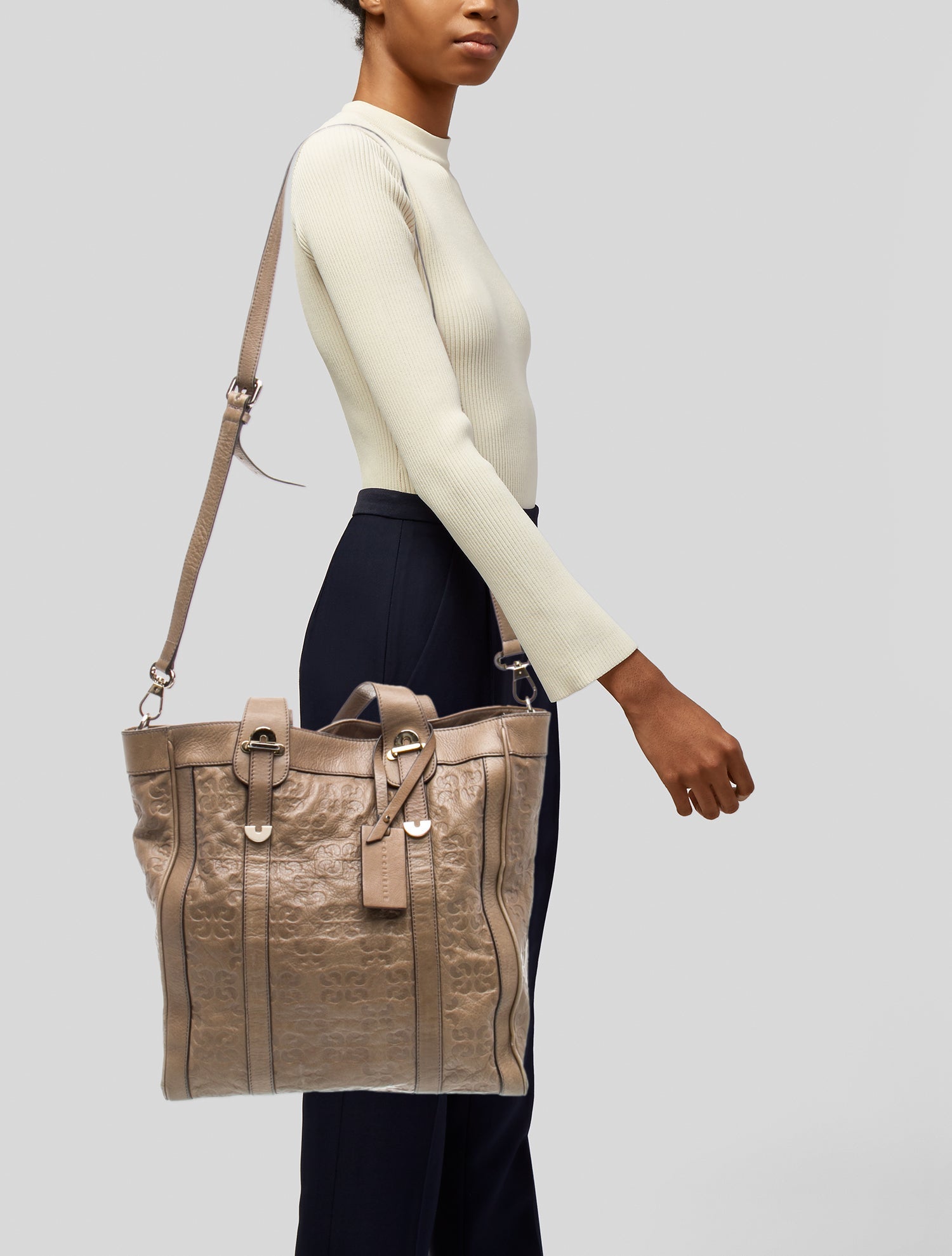 Coccinelle Embossed Leather Bucket Bag