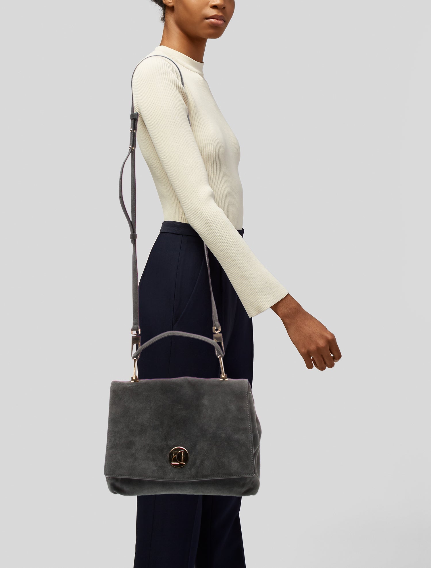 Coccinelle Suede Top Handle Bag