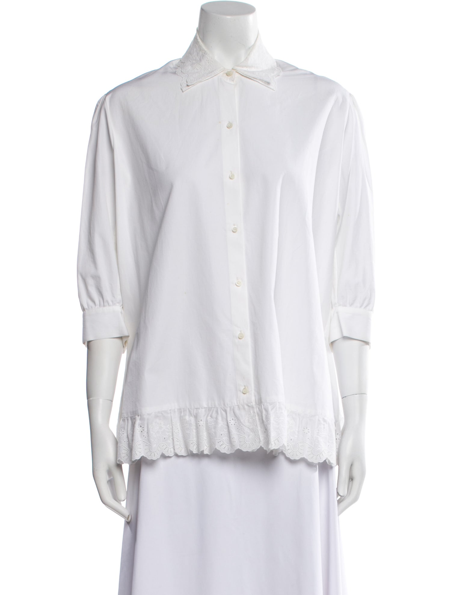 Charles Anastase Three-Quarter Sleeve Button-Up Top