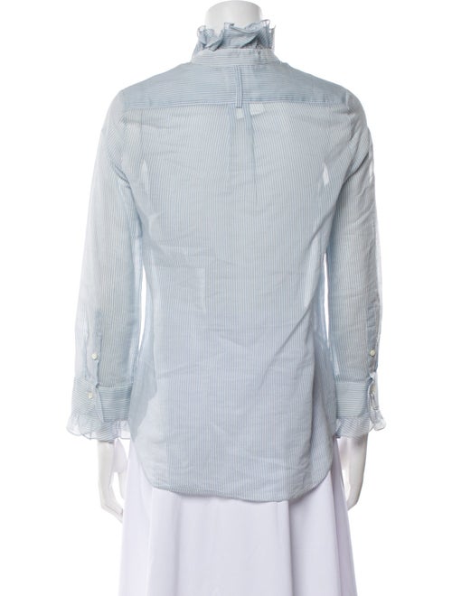Charles Anastase Striped Three-Quarter Sleeve Button-Up Top