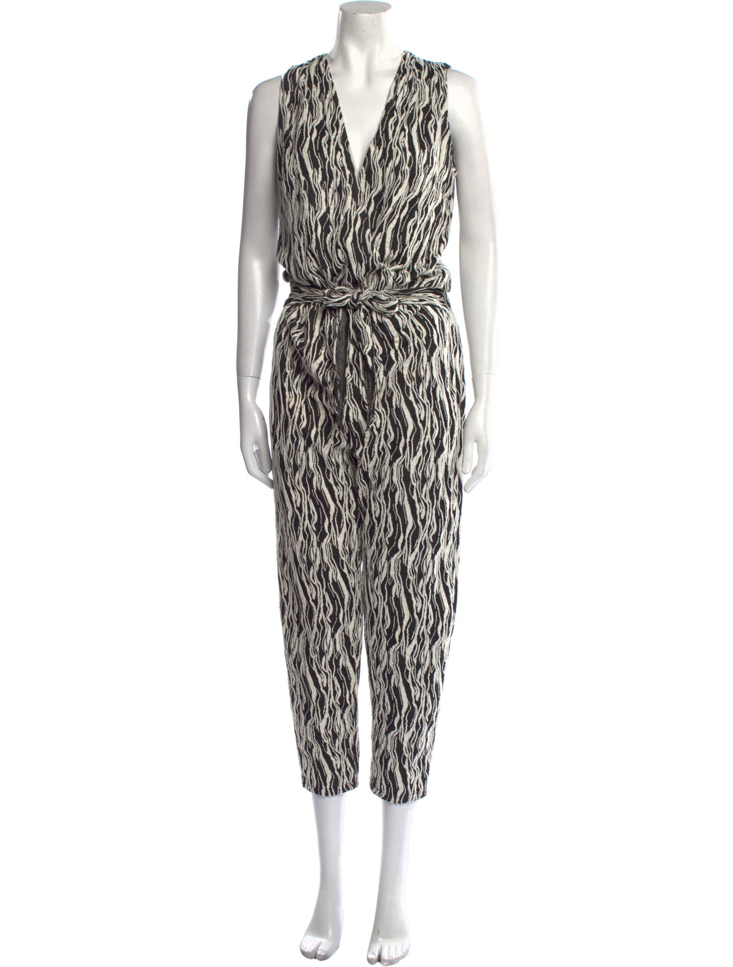 Cynthia Cazort Collins Printed V-Neck Jumpsuit