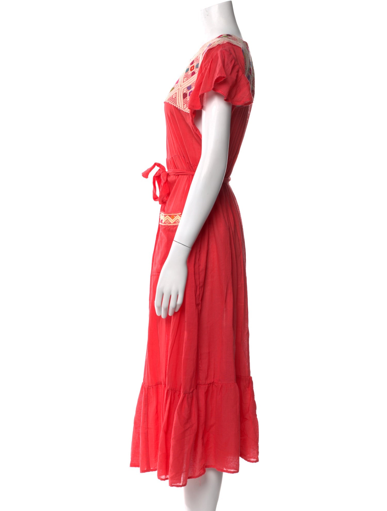 Cynthia Cazort Collins Square Neckline Midi Length Dress