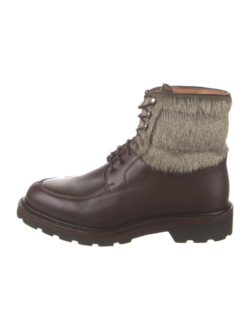 Cartujano Leather Colorblock Pattern Combat Boots