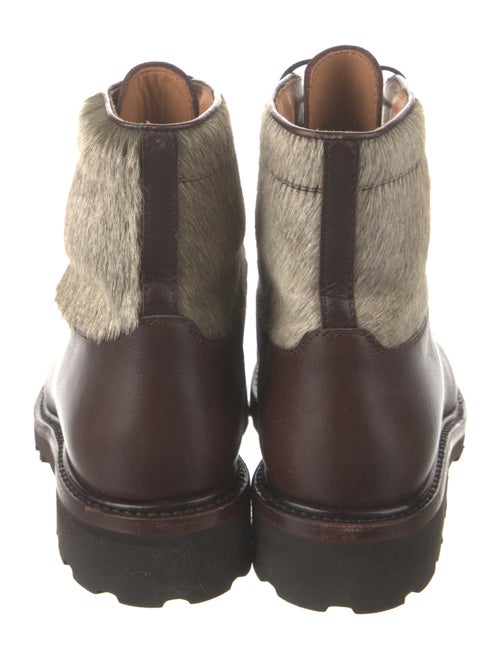 Cartujano Leather Colorblock Pattern Combat Boots