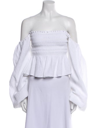 Cloe Cassandro Off-The-Shoulder Long Sleeve Crop Top