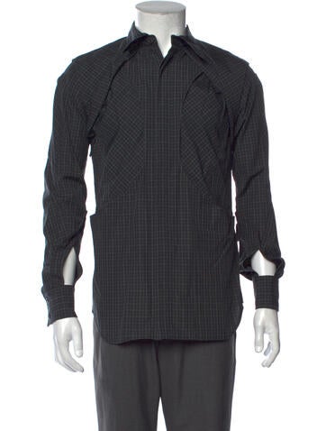 Christian Dada Casual Shirts Plaid Print Long Sleeve Shirt XS