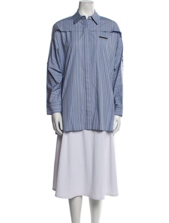 Christian Dada Striped Long Sleeve Button-Up Top