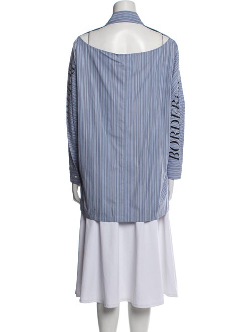 Christian Dada Striped Long Sleeve Button-Up Top