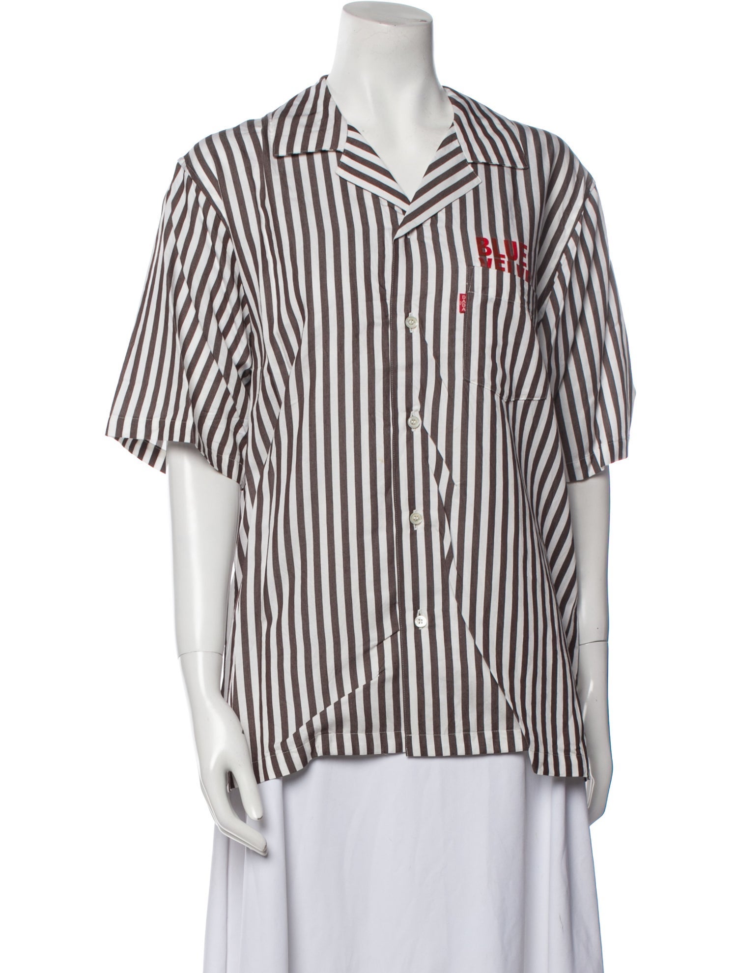 CHRISTIAN DADA FW 19 Size XS White Brown Embroidery Cotton Button Up Long Sleeve Shirt main image 1