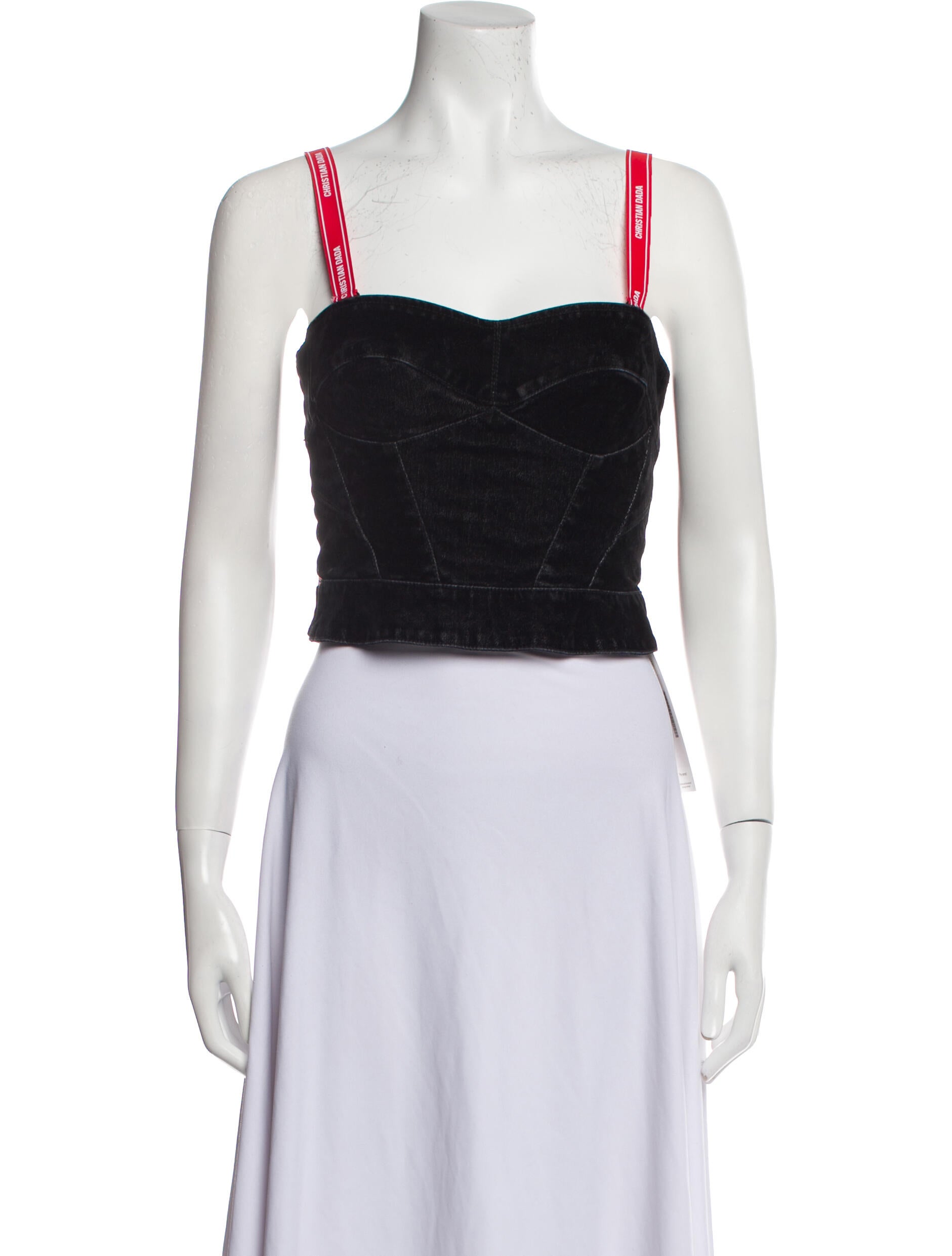 Christian Dada Square Neckline Sleeveless Crop Top