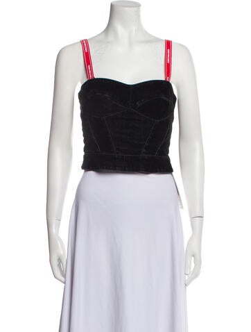 Christian Dada Tops Square Neckline Sleeveless Crop Top XS