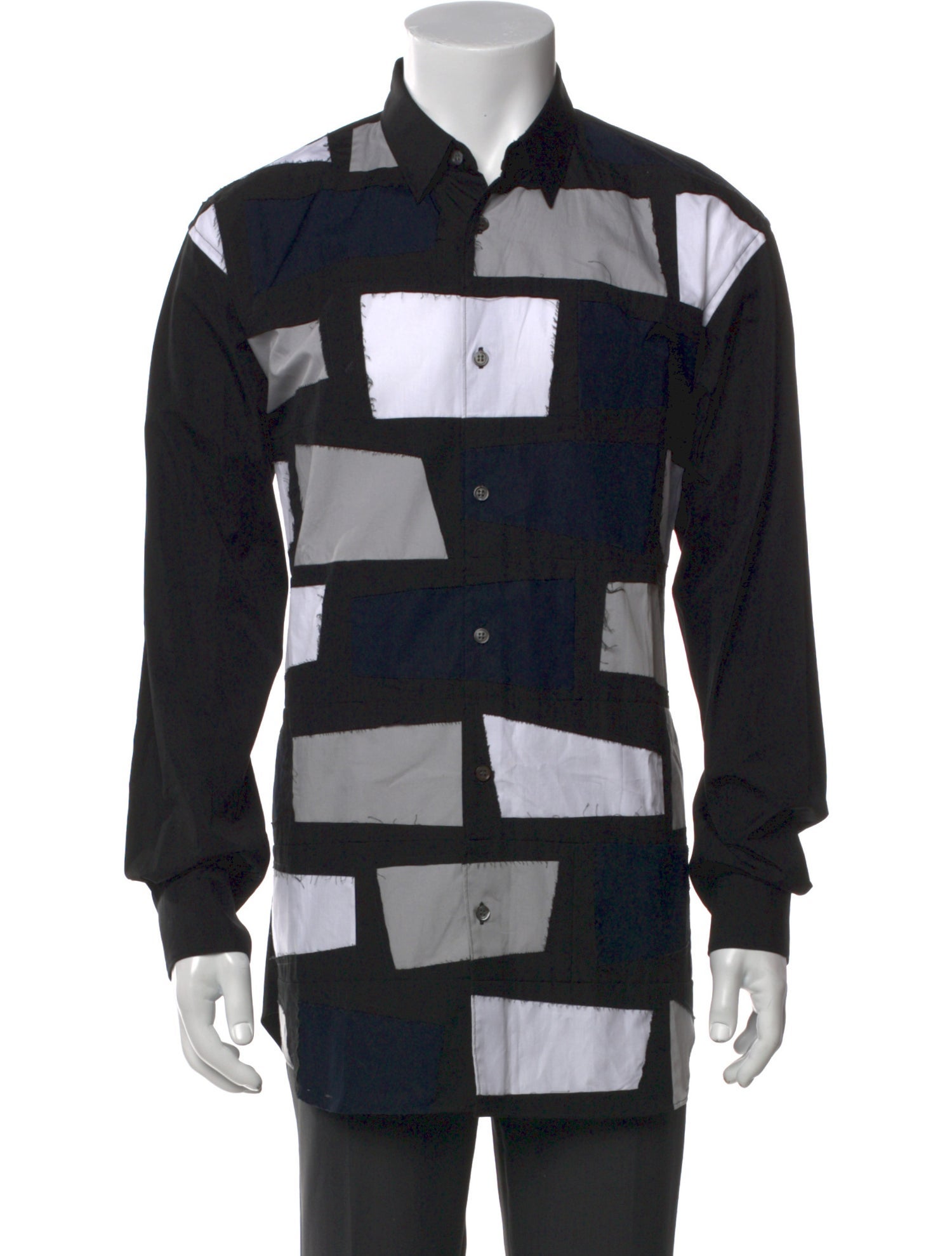 Comme des Garçons Homme Plus Colorblock Pattern Long Sleeve Shirt
