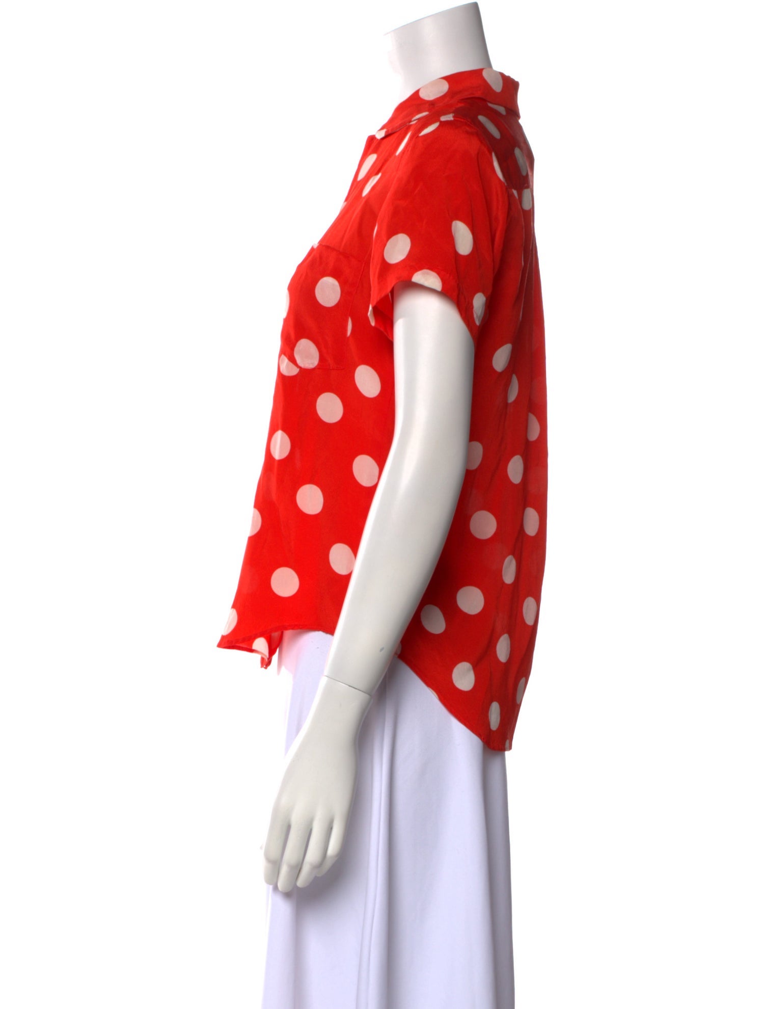 Comme des Garçons Robe de Chambre Polka Dot Print Short Sleeve Button-Up Top