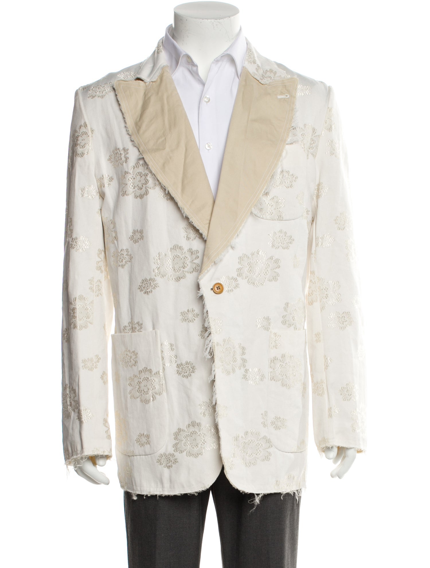 Comme des Garçons SHIRT Floral Print Raw-Edge Trim Blazer w/ Tags