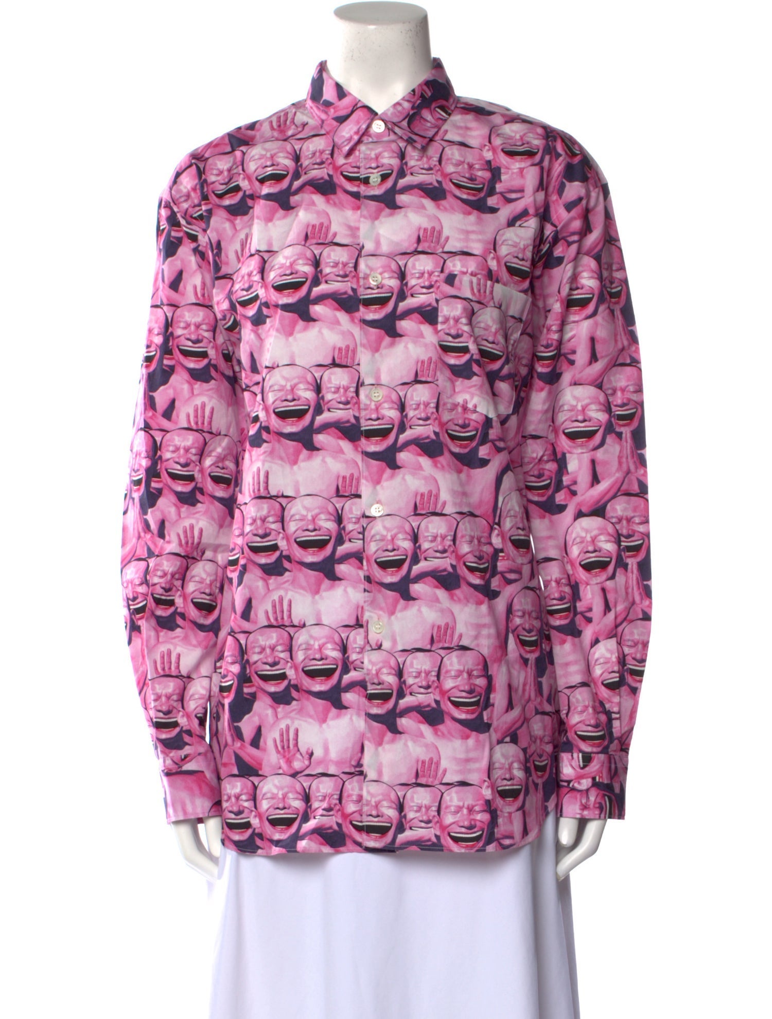 トップス COMME des GARCONS SHIRT tops Comme des Garçons SHIRT Printed Long Sleeve Button-Up Top - Pink